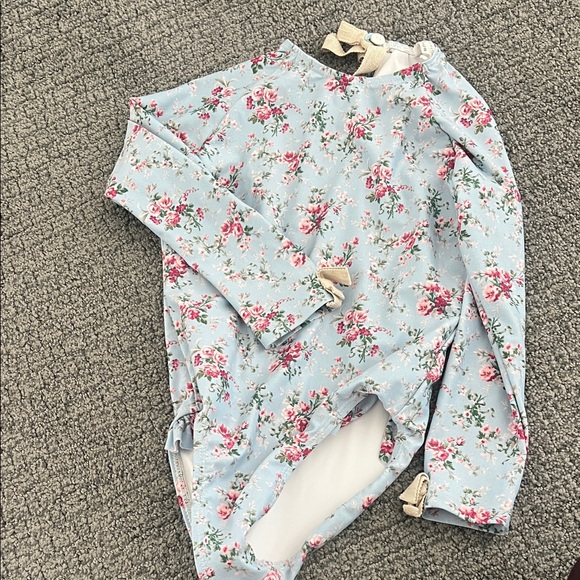 Floral Blue Kids Swim Rashguard